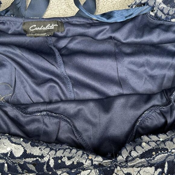 Candalite Dress Womens M Silver Lace Sequin Fairy Formal Maxi Evening Gown Y2K - Picture 7 of 15